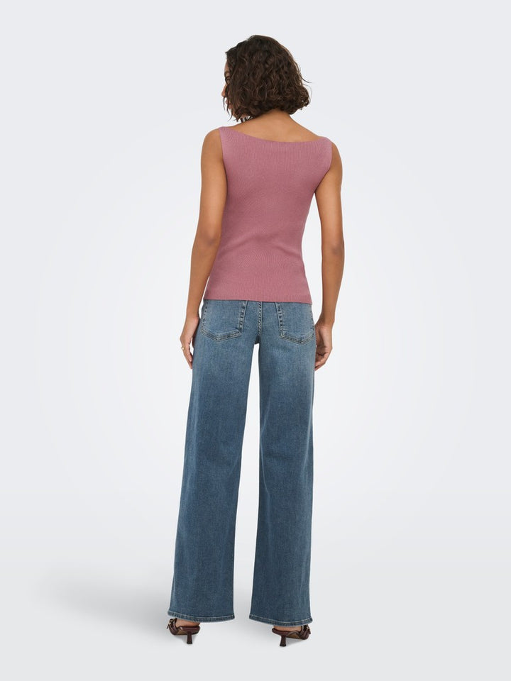 Jdynanna S/l Boat Neck Top Knt - Oud Roze