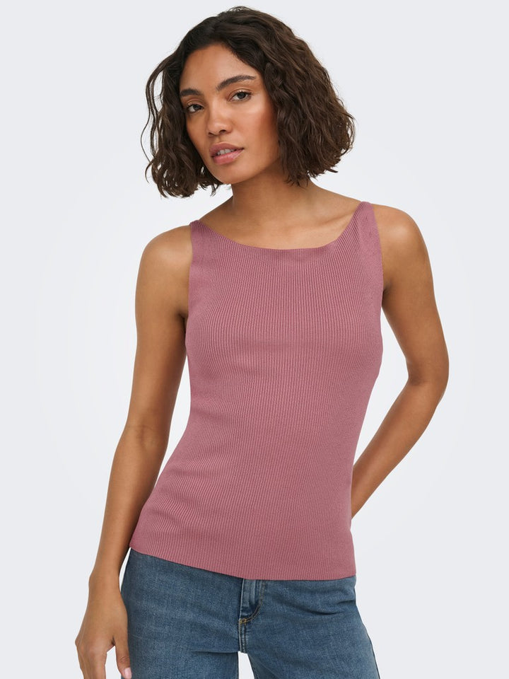 Jdynanna S/l Boat Neck Top Knt - Oud Roze