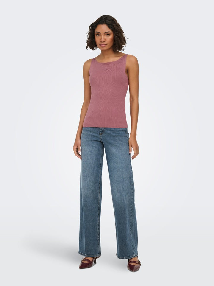 Jdynanna S/l Boat Neck Top Knt - Oud Roze
