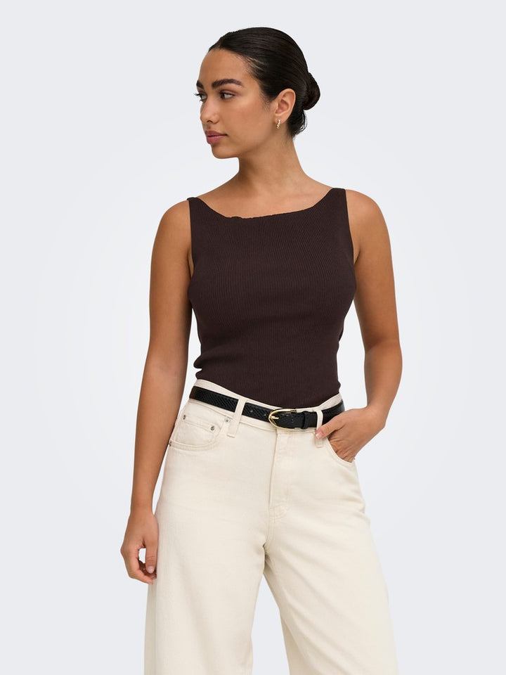 Jdynanna S/l Boat Neck Top Knt - Bruin
