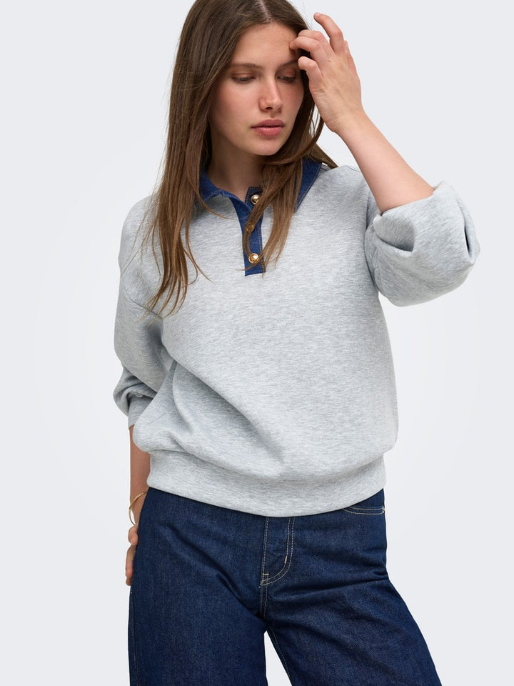 Onlscarlet L/s Polo Mix Sweat Ub Pr Swt - Grijs