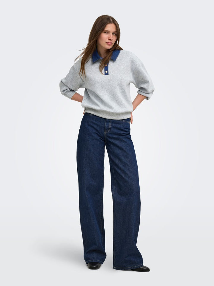 Onlscarlet L/s Polo Mix Sweat Ub Pr Swt - Grijs