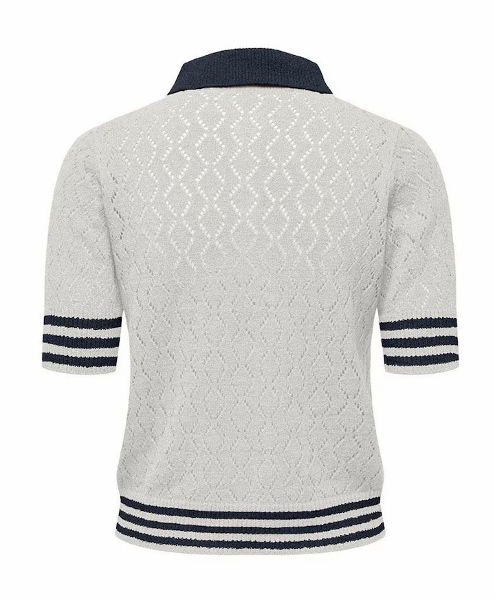 Onlsunny Ss Pointelle Polo Knt - Off-white