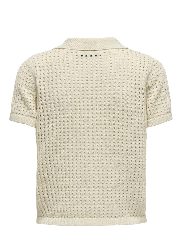 Onlannasofia Life Ss Long Polo Knt - Ecru
