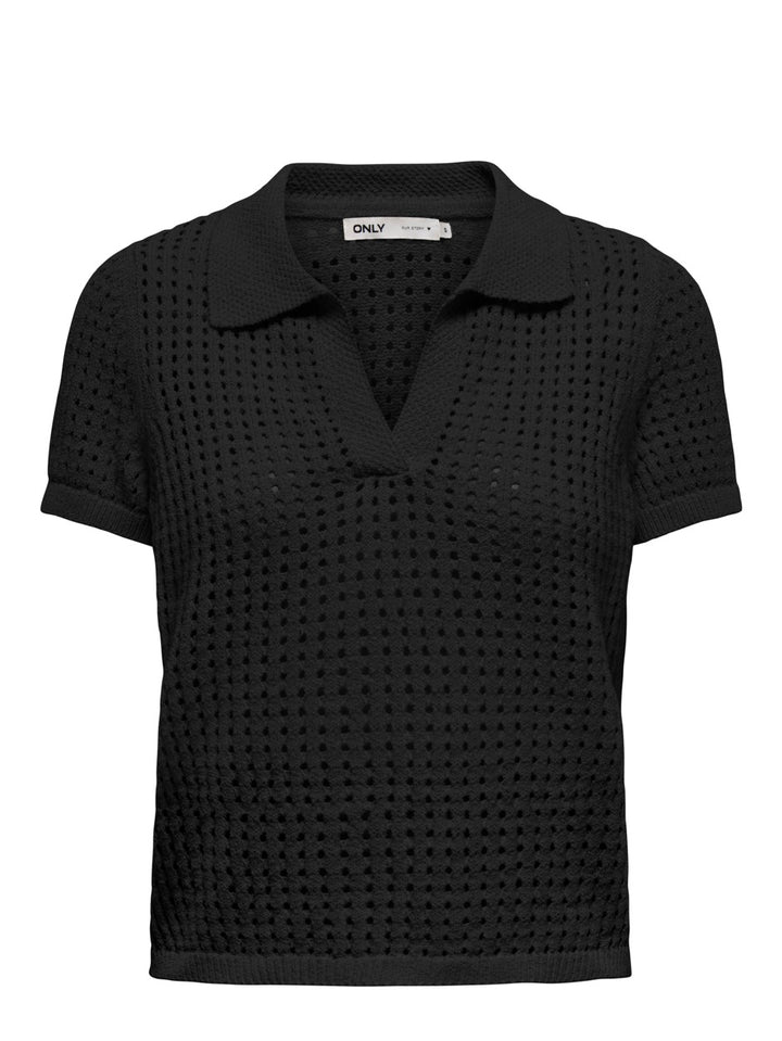 Onlannasofia Life Ss Long Polo Knt - Zwart