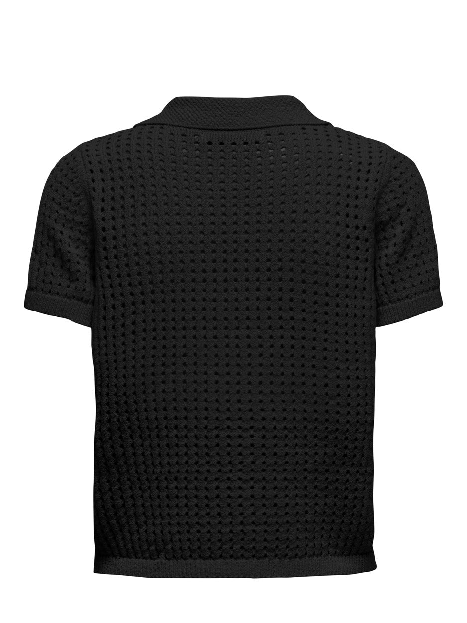 Onlannasofia Life Ss Long Polo Knt - Zwart