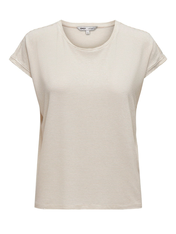 Onlclaudia S/s Glitter Stripe Top J - Zand