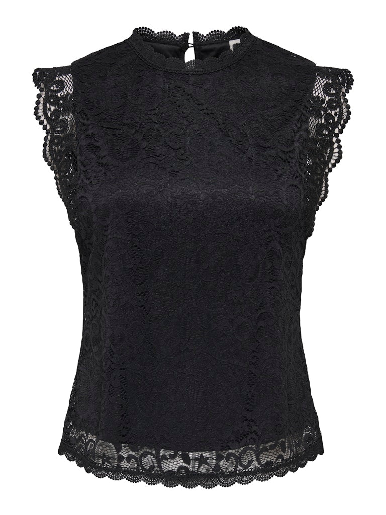 Jdylotas S/l Lace Top Jrs - Zwart Dessin