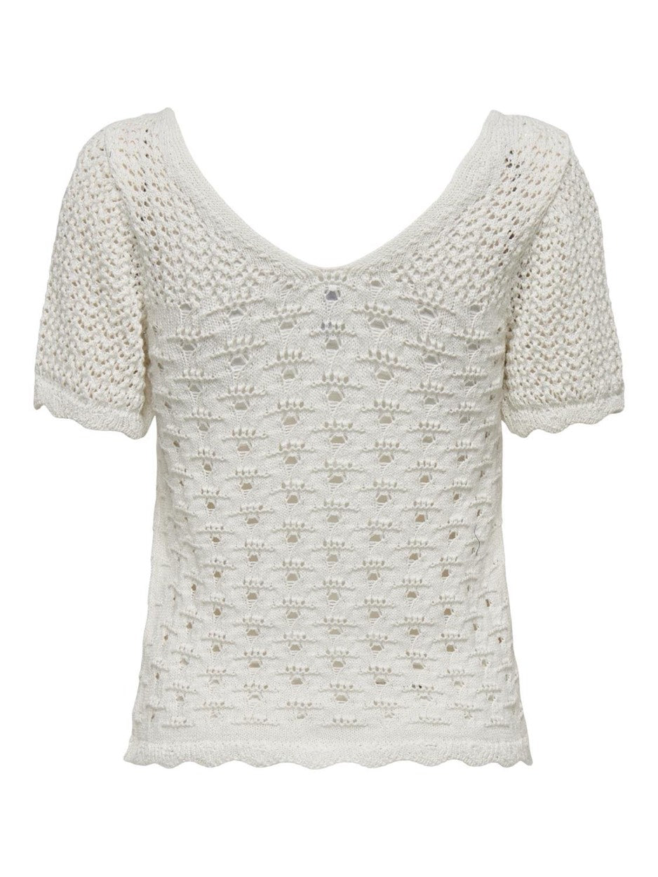 Onlbecca Life Ss V-neck Top Knt - Off-white