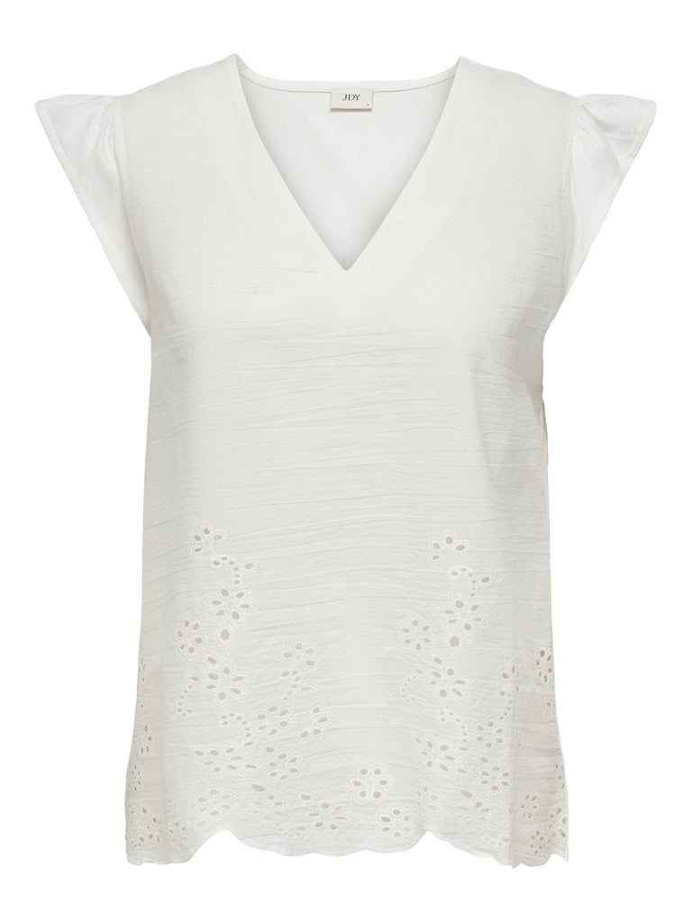 Jdyysta Life S/l Broderi Anglaise Top Jr - Off-white