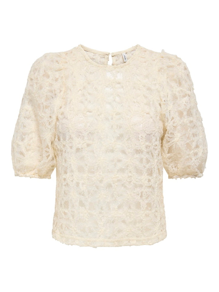 Onlbenia S/s O-neck Lace Top Jrs - Ecru