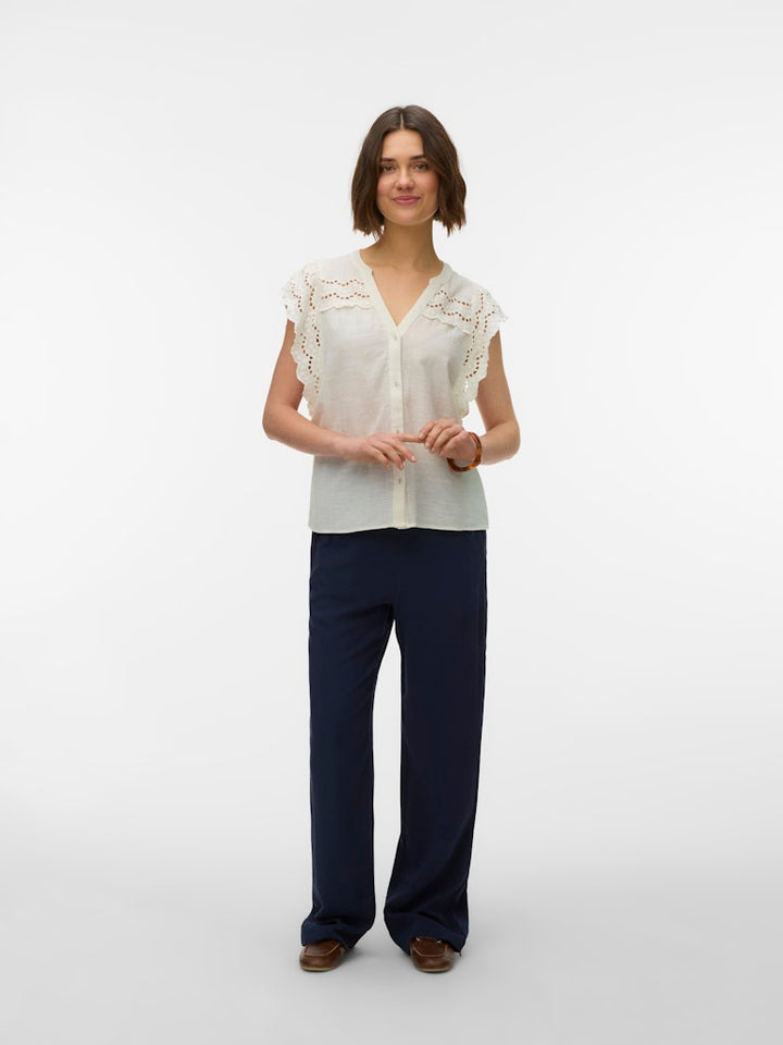 Vmjayla S/l Top Wvn Btq Ga - Ecru
