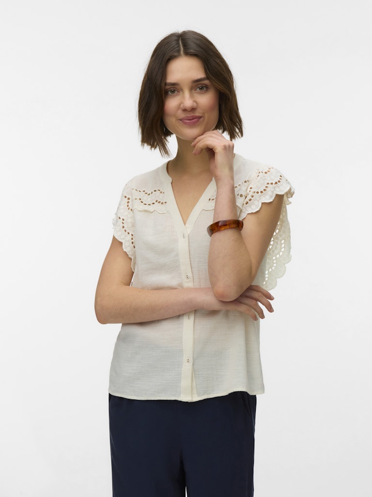 Vmjayla S/l Top Wvn Btq Ga - Ecru