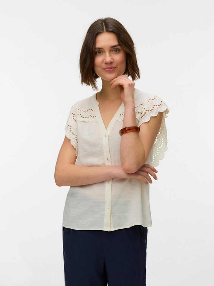 Vmjayla S/l Top Wvn Btq Ga - Ecru