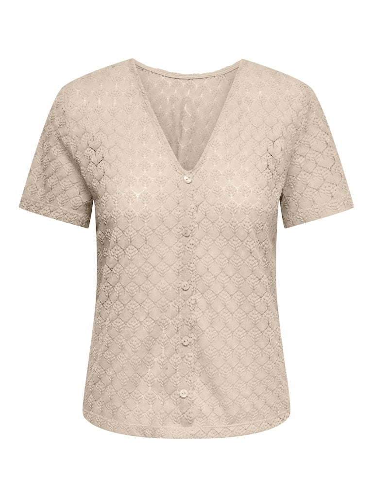 Jdyavery Life S/s Reversible Top Jrs - Ecru