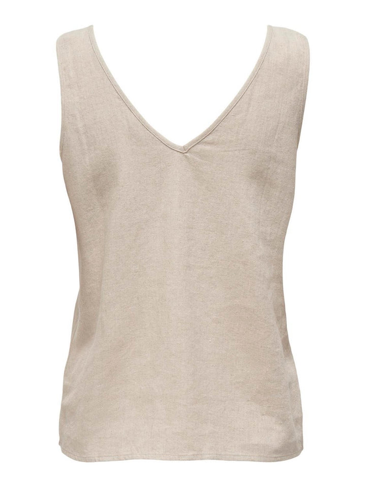 Jdysay S/l V-neck Top Wvn Dia - Beige