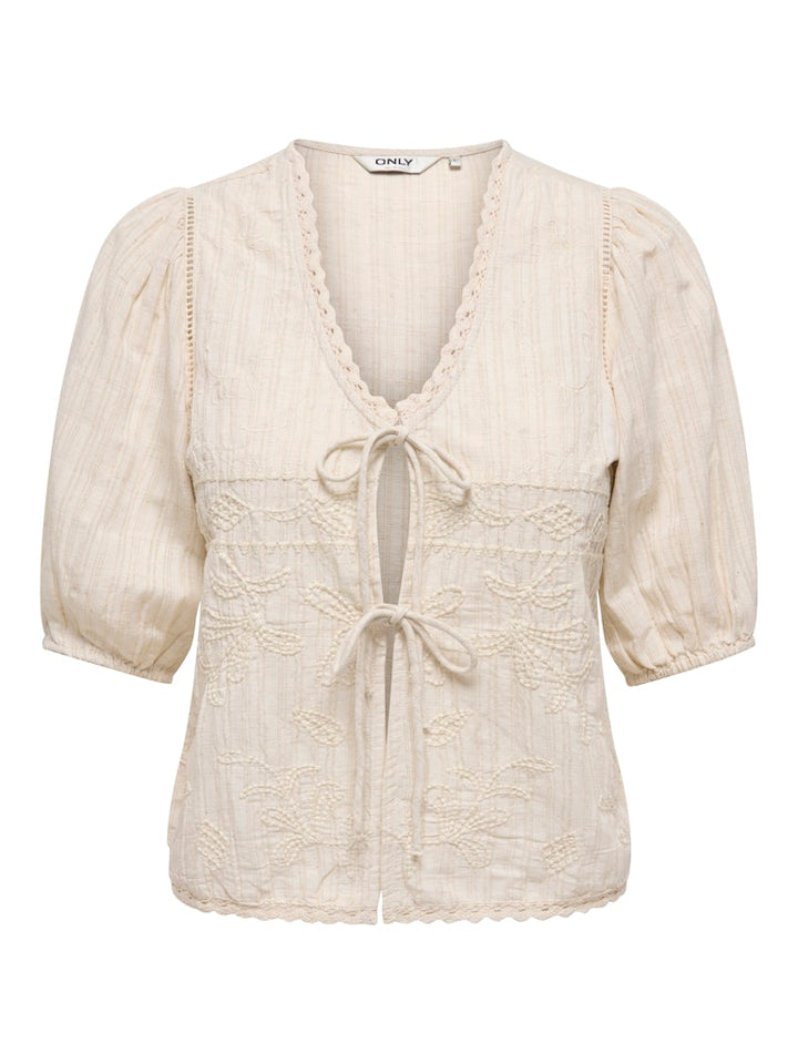 Onlnura Ss Tie Top Wvn - Beige
