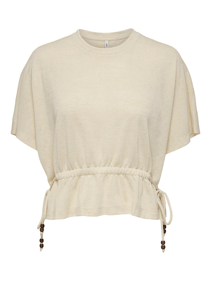 Onlpearl S/s Elastic Waist Top Jrs - Beige