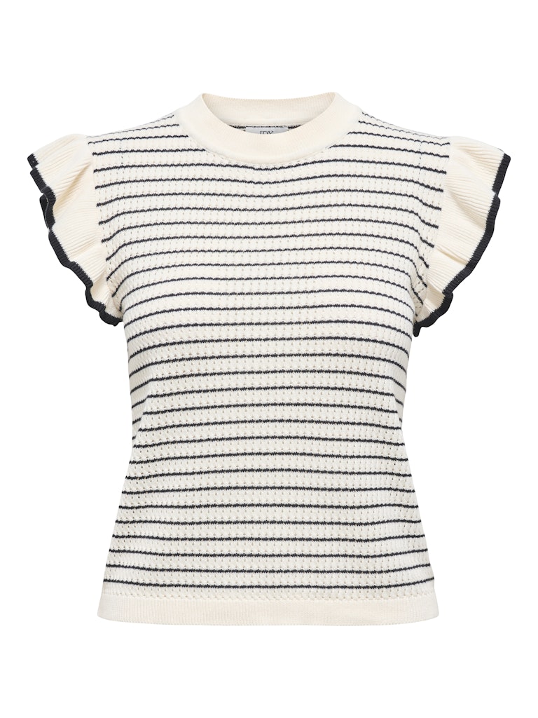 Jdycarice S/l Frill Pullover Knt Noos - Ecru Dessin