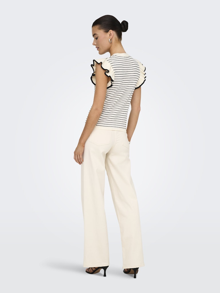 Jdycarice S/l Frill Pullover Knt Noos - Ecru Dessin