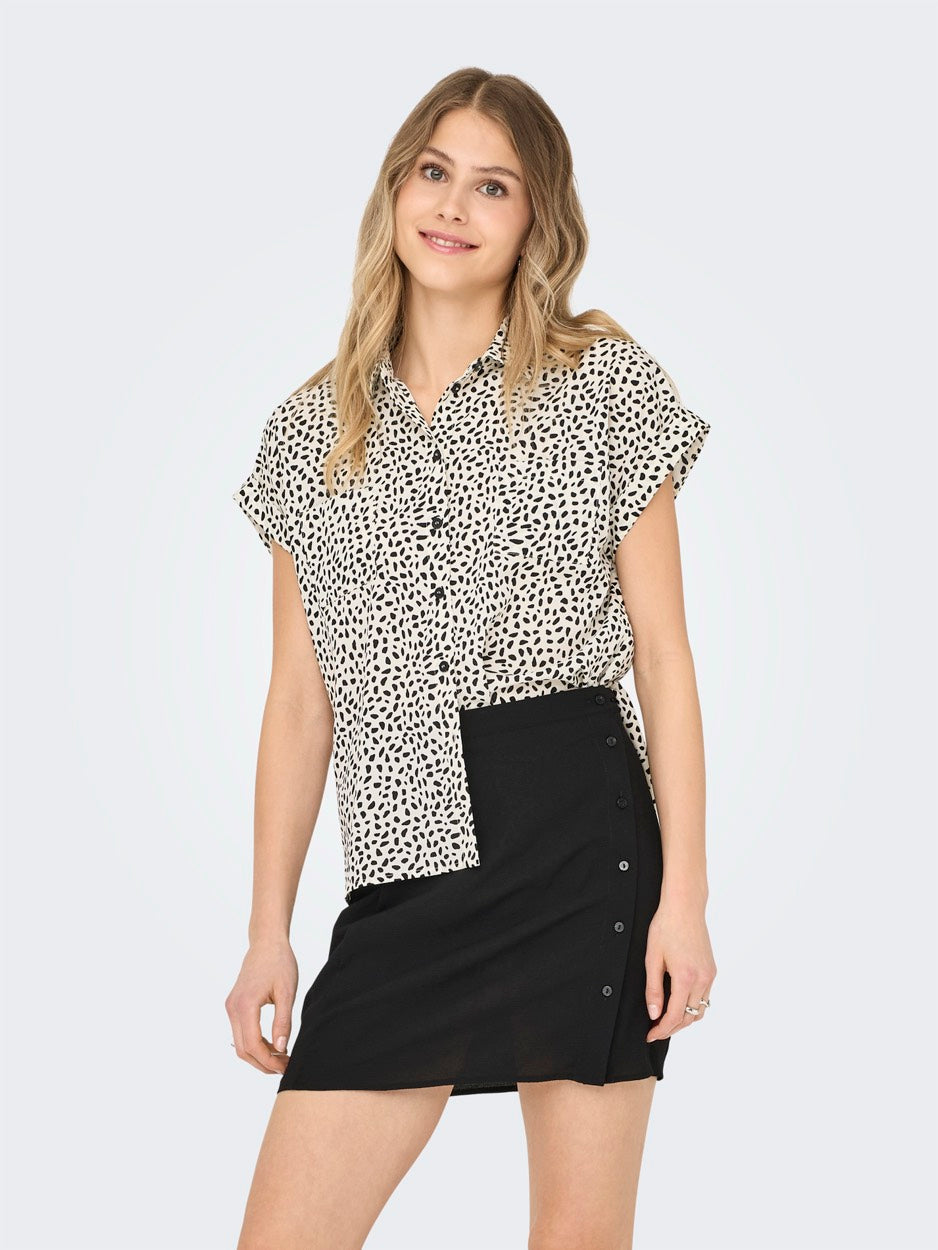 Onlhannover Life S/s Shirt Wvn Noos - Ecru Dessin