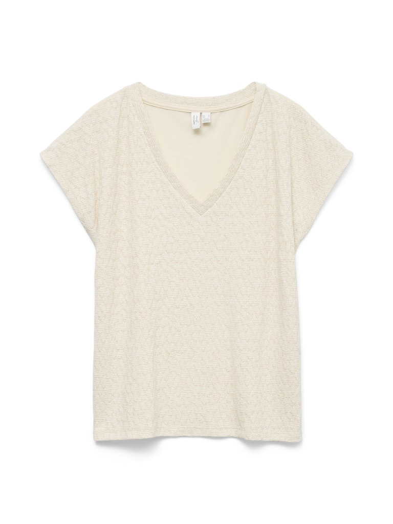 Vmkimmie S/s V-neck Top Jrs Btq - Ecru Dessin