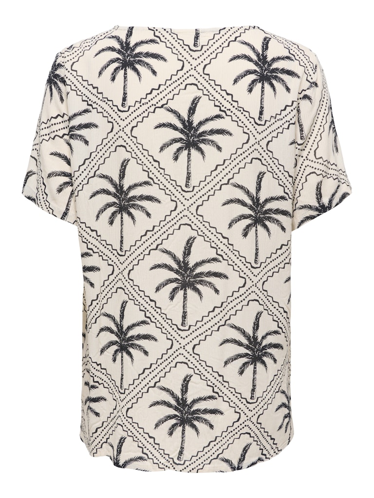 Jdygaby Life S/s V-neck Top Wvn - Ecru Dessin
