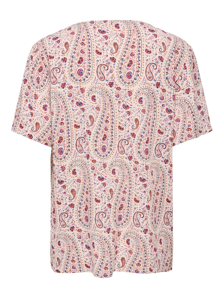 Jdygaby Life S/s V-neck Top Wvn - Ecru Dessin