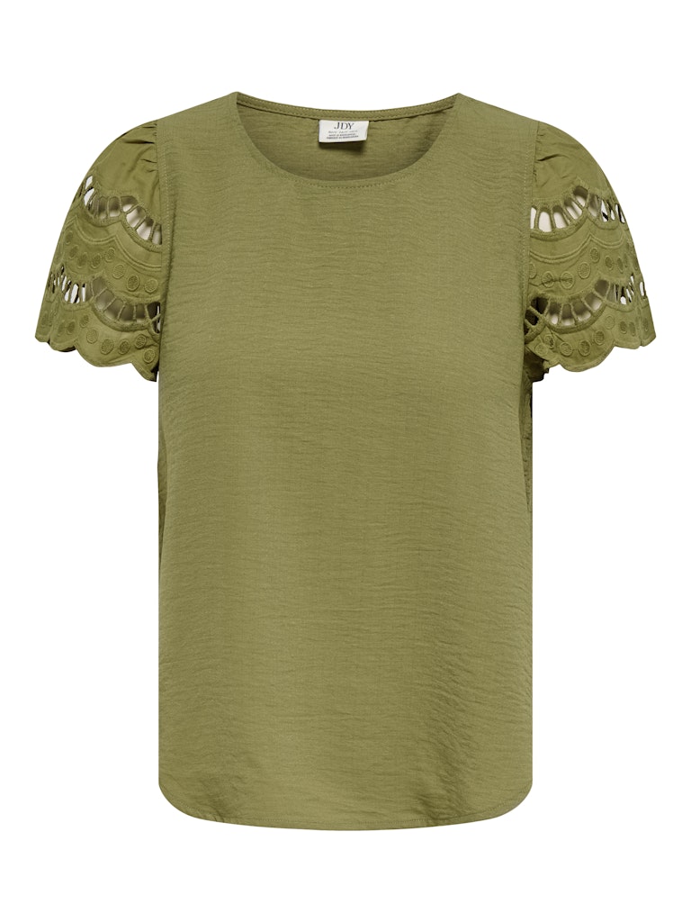 Jdyhannah Life S/s Lace Top Wvn - Groen