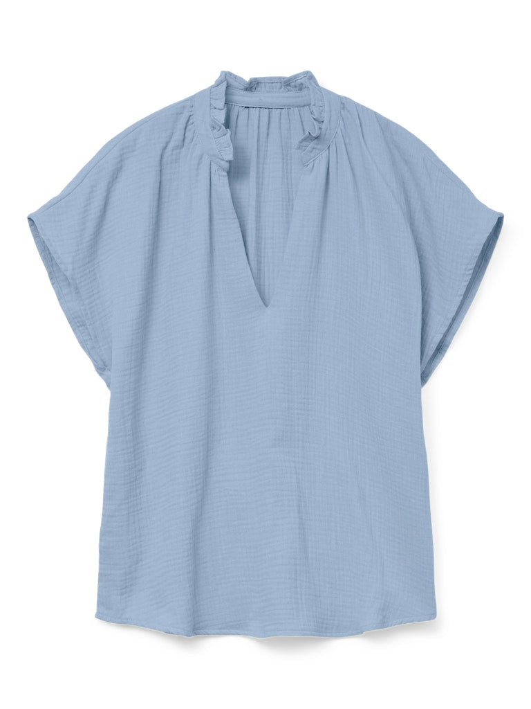Vmnatali Sl V-neck Top Wvn - Lichtblauw