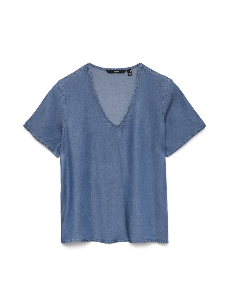 Vmbree Ss V-neck Tencel Top - Blue Denim