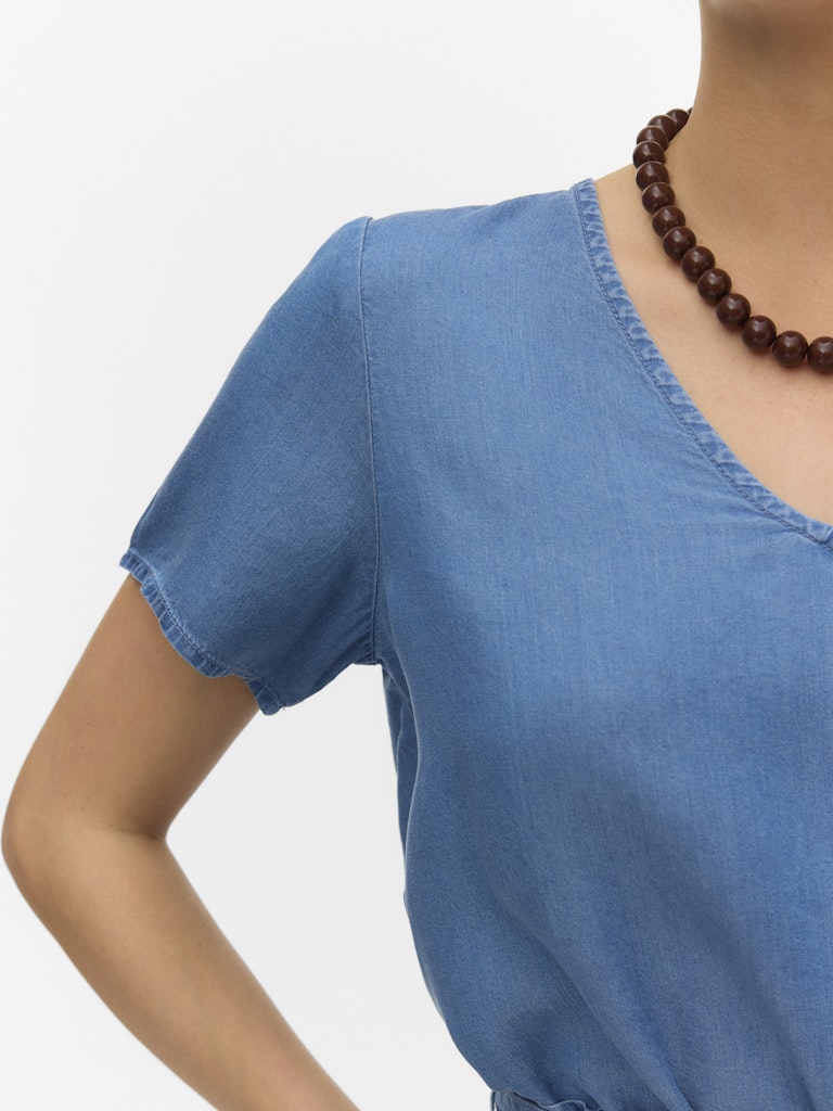 Vmbree Ss V-neck Tencel Top - Blue Denim