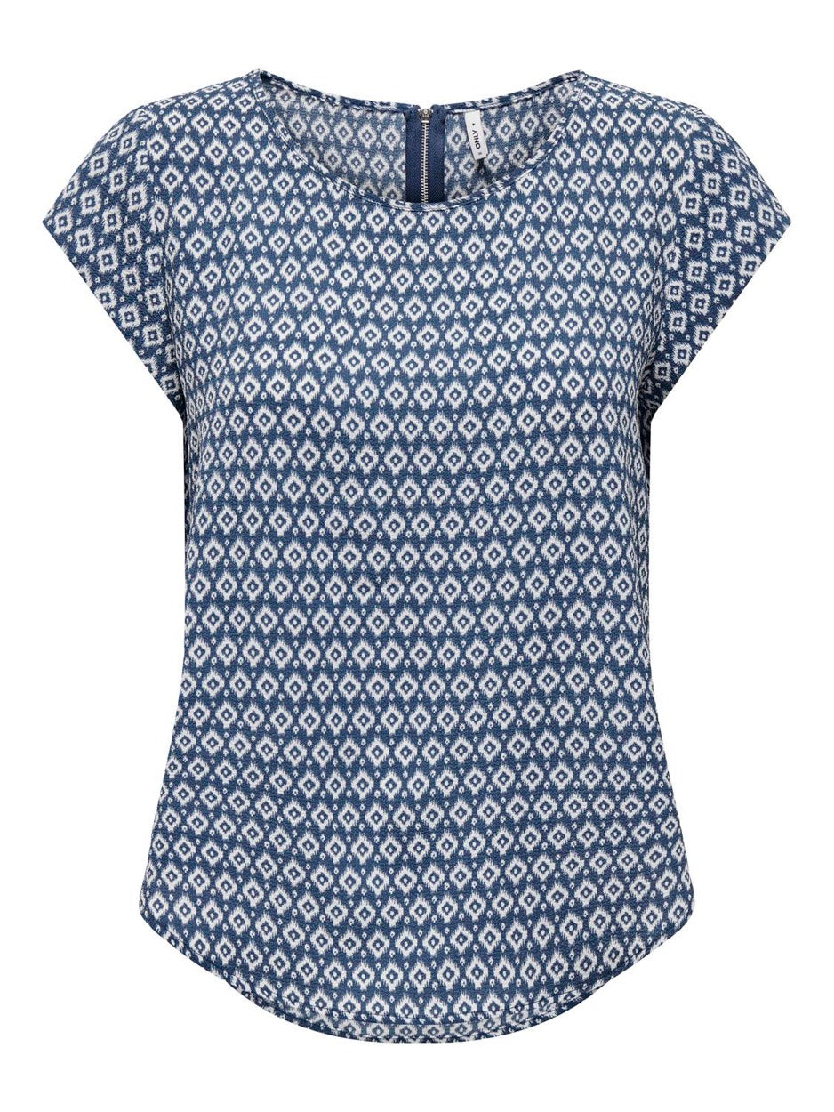 Onlvic S/s Aop Top Noos Ptm - Blauw Dessin