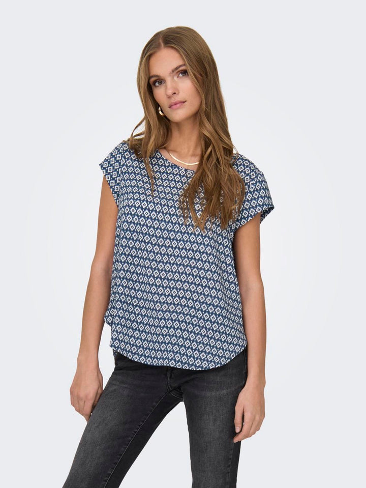 Onlvic S/s Aop Top Noos Ptm - Blauw Dessin