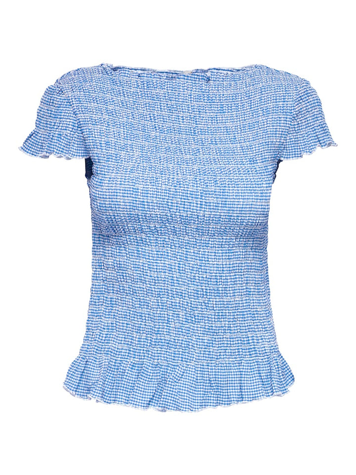Onlcelle Life Cap Smock Boatneck Top Jrs - Blauw Dessin
