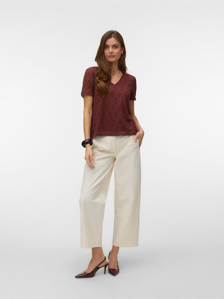 Vmmaya Ss V Neck Top Jrs - Rood