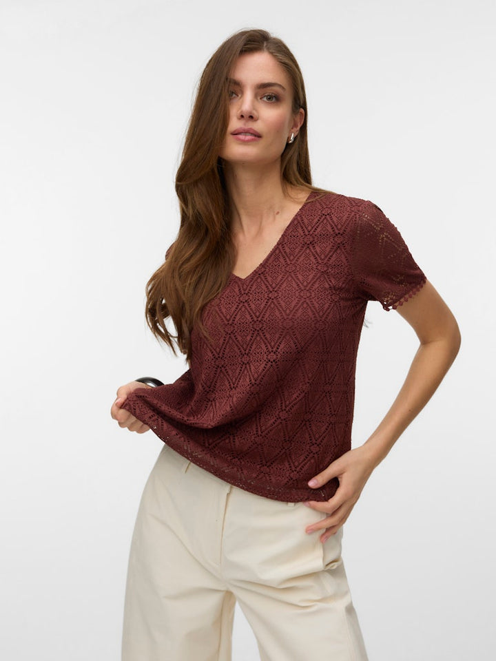 Vmmaya Ss V Neck Top Jrs - Rood