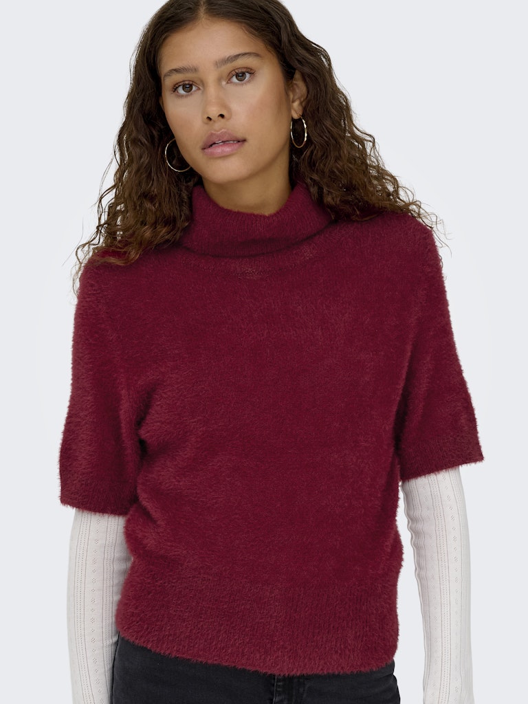 Onlpiumo Ss Highneck Knt - Wijnrood