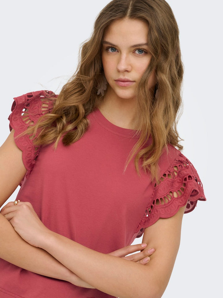 Onlmacy S/s O-neck Mix Top Box Jrs - Steenrood