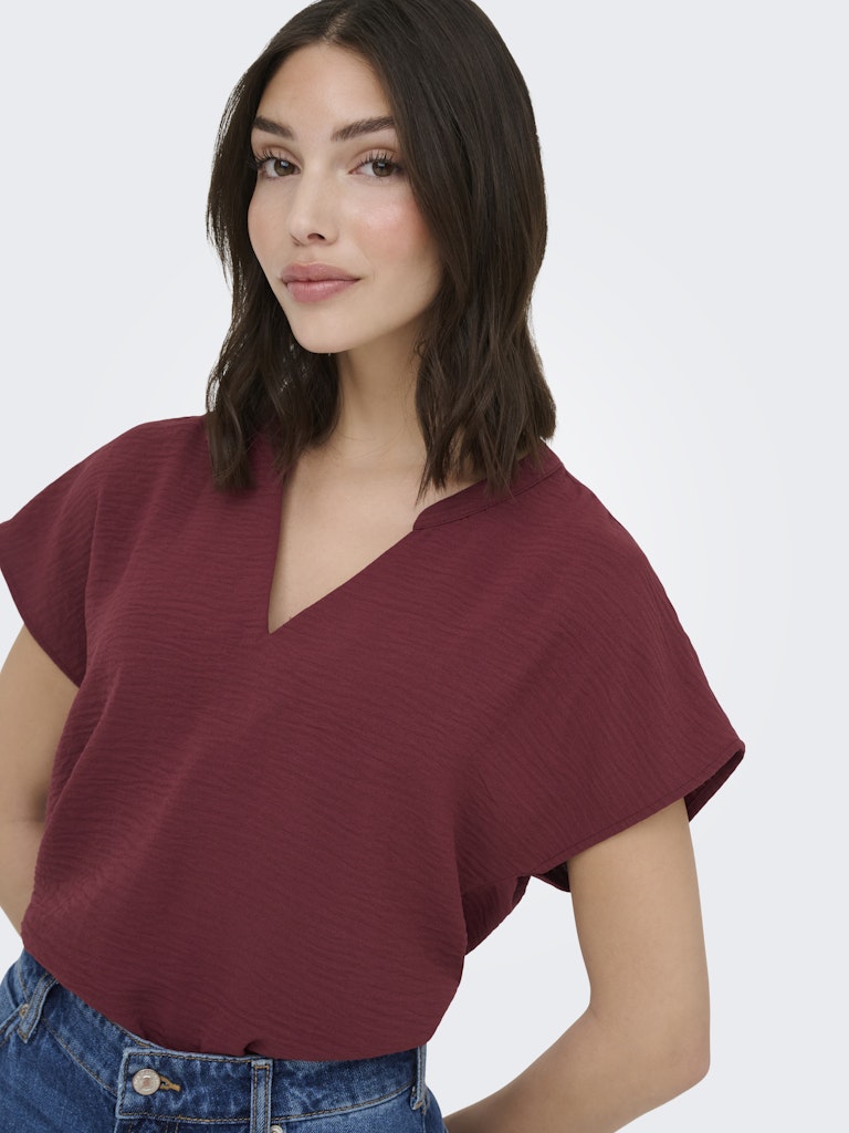 Jdylion Life S/s Top Wvn Noos - Bordeaux