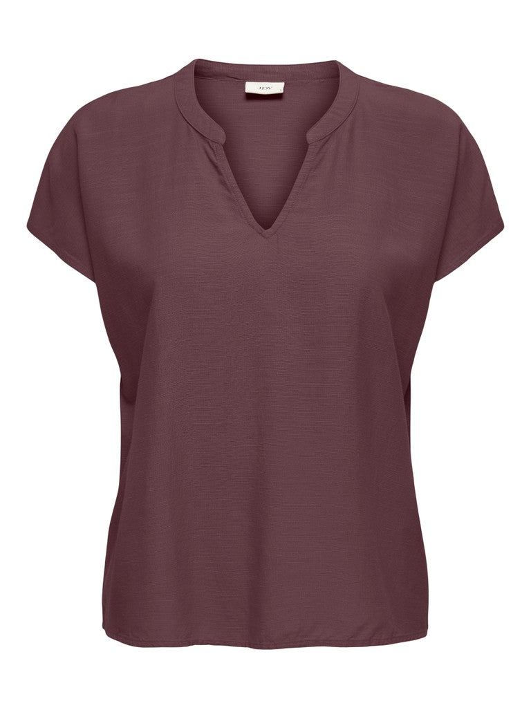 Jdycaya Lion Linen S/s Top Wvn Dia - Bordeaux