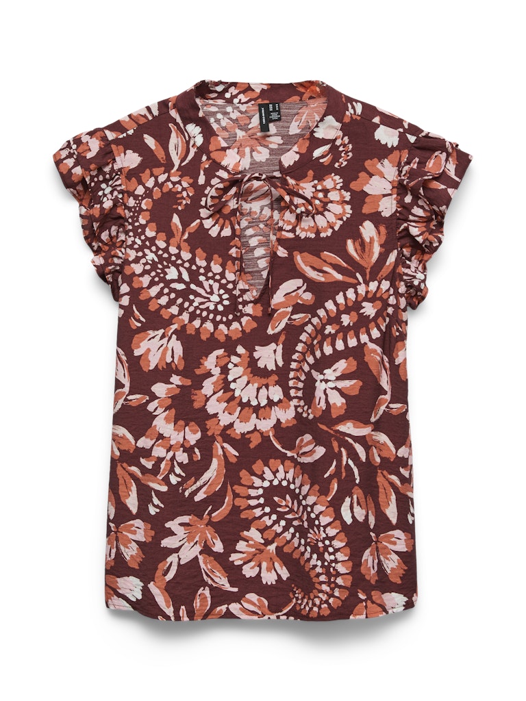 Vmnellie Carla Sl Frill Top Wvn Ga - Rood Dessin