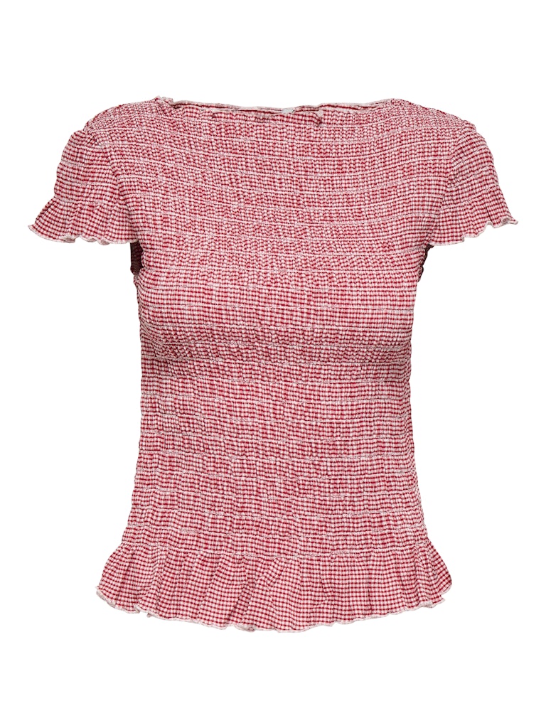 Onlcelle Life Cap Smock Boatneck Top Jrs - Rood Dessin