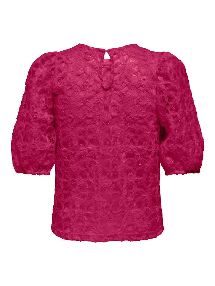 Onlbenia S/s O-neck Lace Top Jrs - Fuchsia