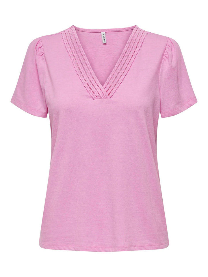 Onlbenita S/s V-neck Top Jrs - Roze