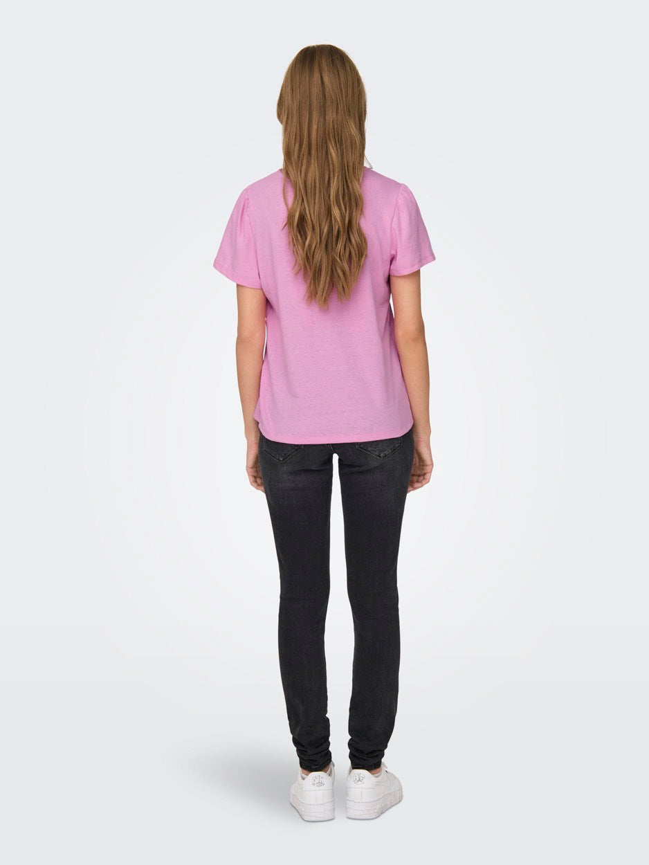 Onlbenita S/s V-neck Top Jrs - Roze