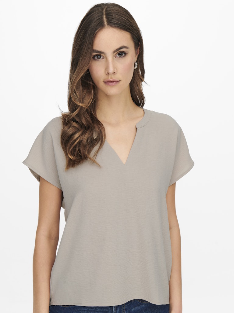 Jdylion Life S/s Top Wvn Noos - Licht Bruin