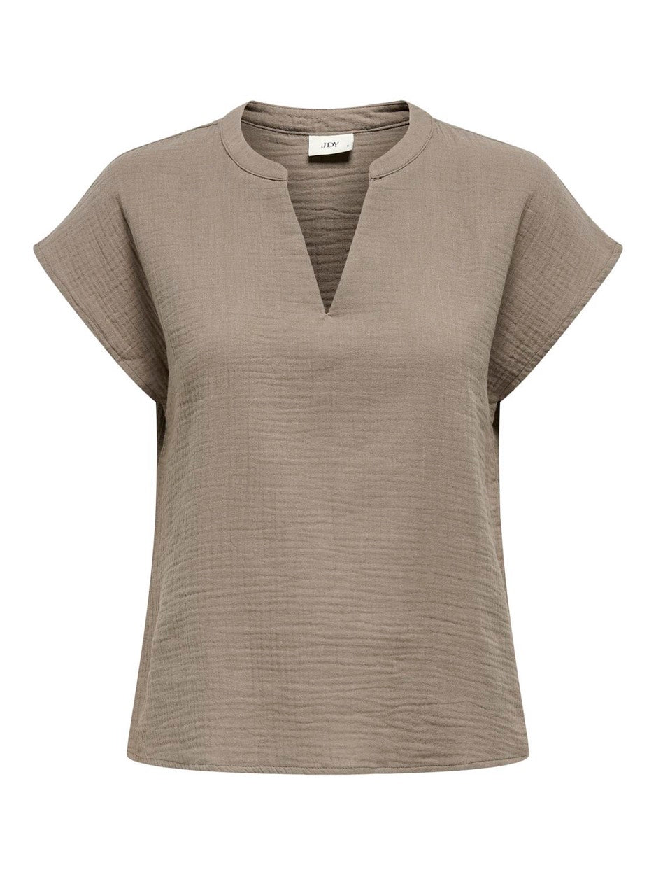 Jdytheis Life S/s Top Wvn Dia - Taupe