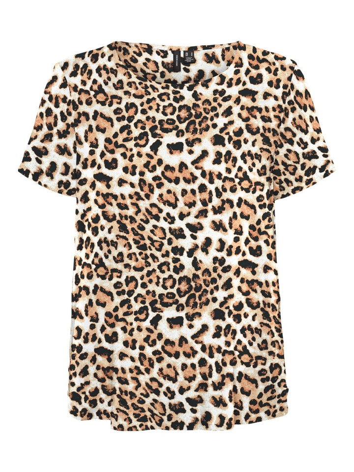 Vmeasy Joy S/s Top Wvn Ga - Bruin Dessin