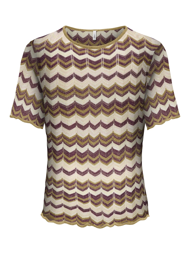 Onlaster Ss Glitter O-neck Tee Knt - Bruin Dessin